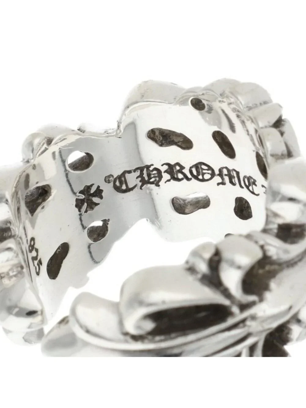 Chrome Hearts Dbl Flrl Double Floral Cross Silver Ring